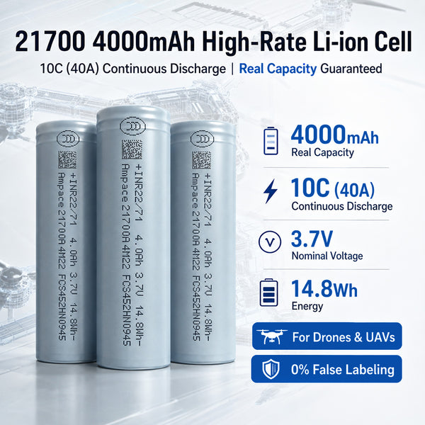 21700 40P 50E 4000mAh 5000mAh 10C 3C Lithium Ion Battery For Electric Vehicle Medical Device Long Cycle Life Safe