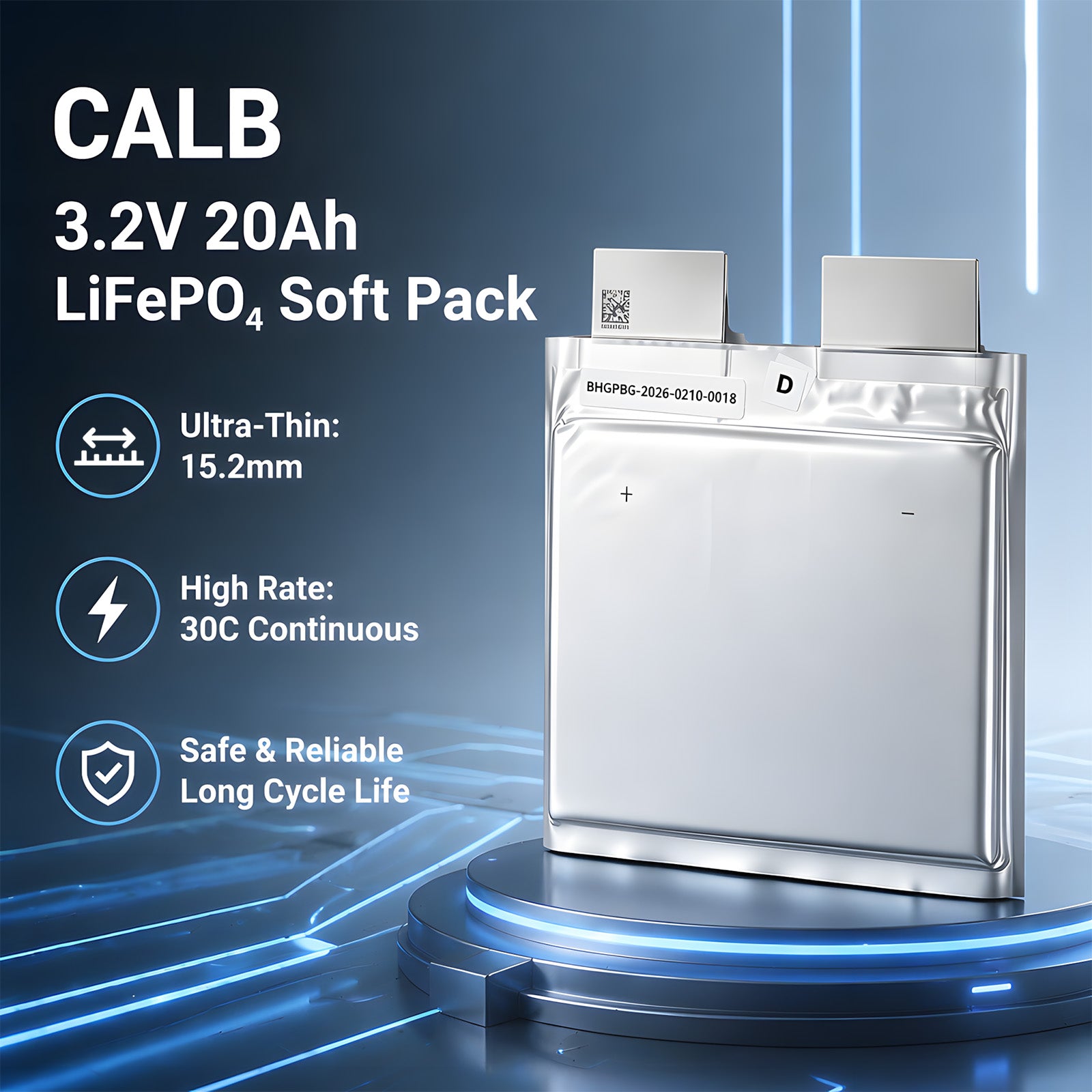 CALB 3.2V 20Ah LiFePO4 Soft Pack Battery Cell 30C Discharge for Starter