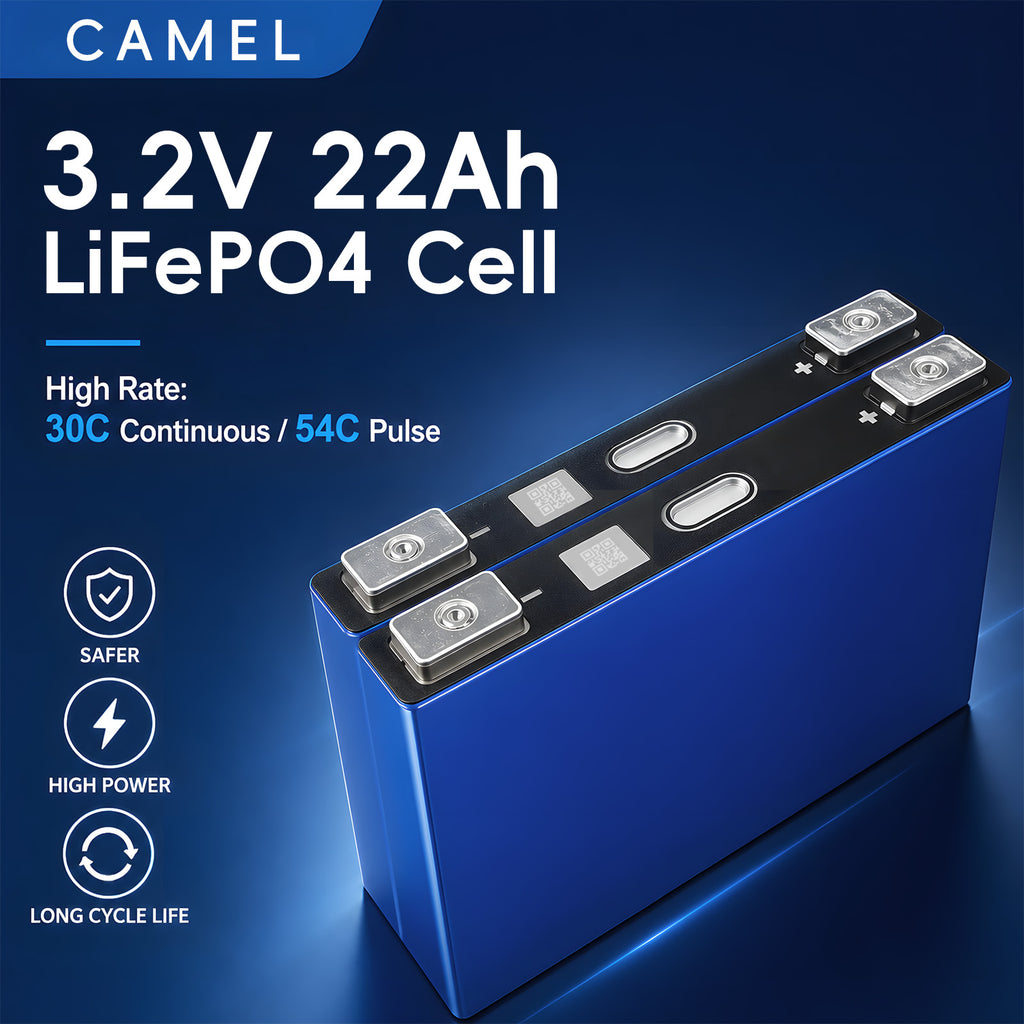 Camel 3.2V 22Ah LiFePO4 Cell 30C High Rate Discharge 10000 Cycles