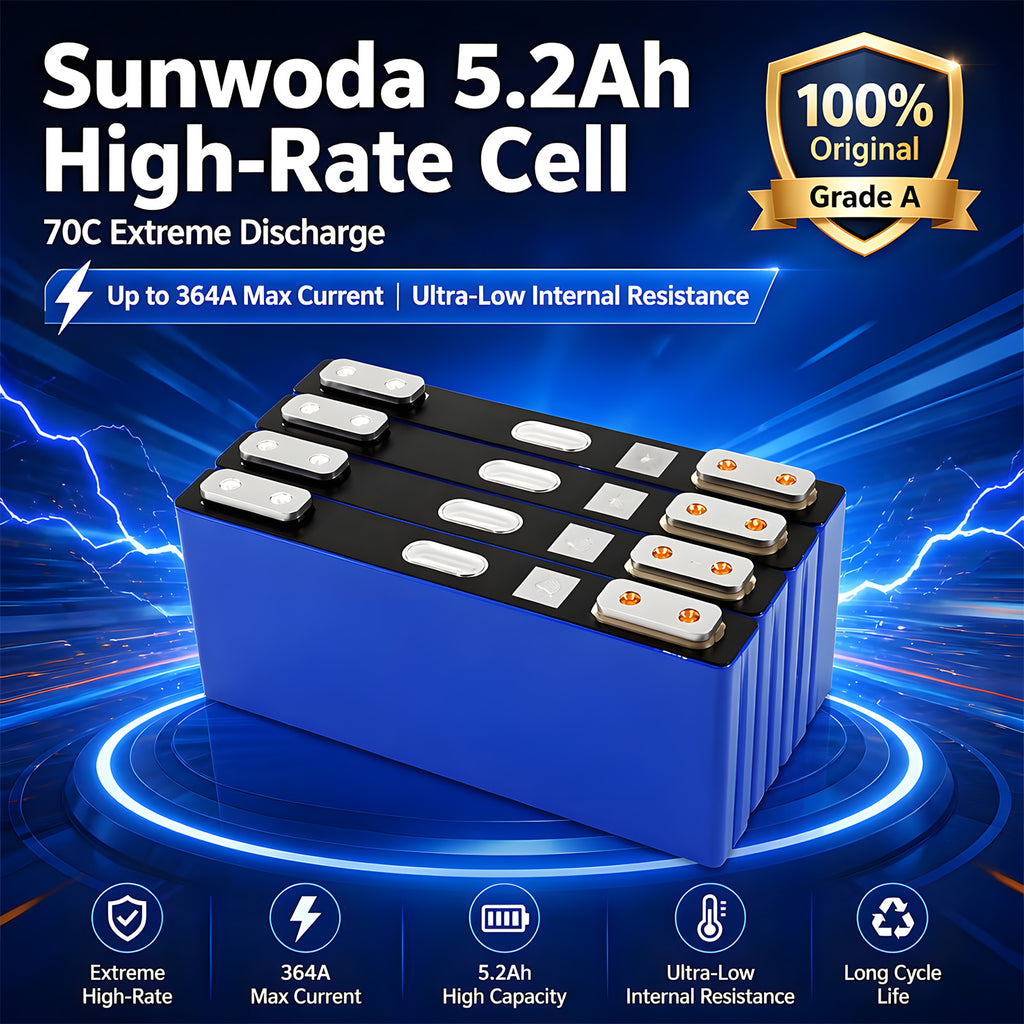 Sunwoda 70C High Rate 3.7V 5.2Ah 364A LiFePO4 Prismatic Cell for Racing & Starter