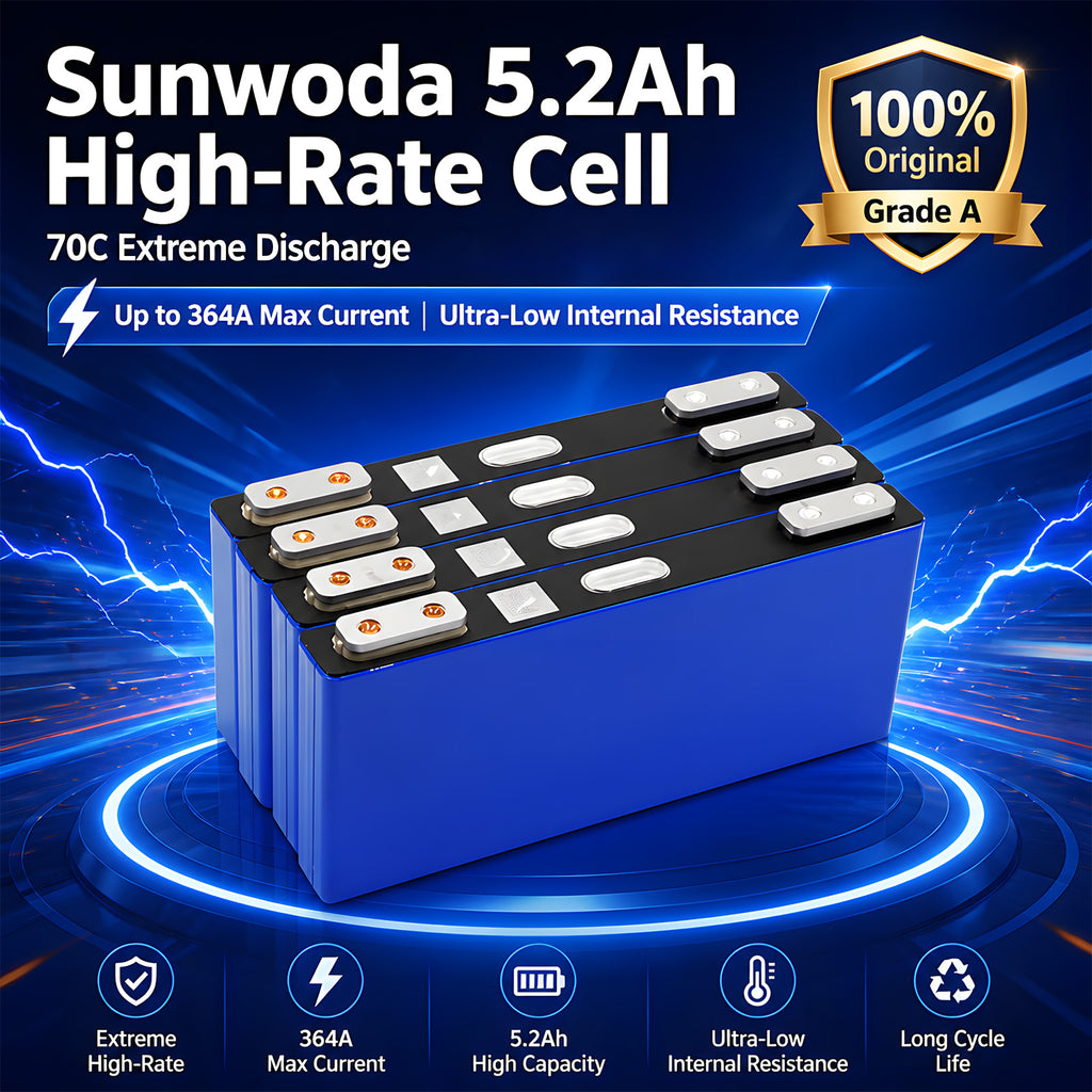 Sunwoda 70C High Rate 3.7V 5.2Ah 364A LiFePO4 Prismatic Cell for Racing & Starter